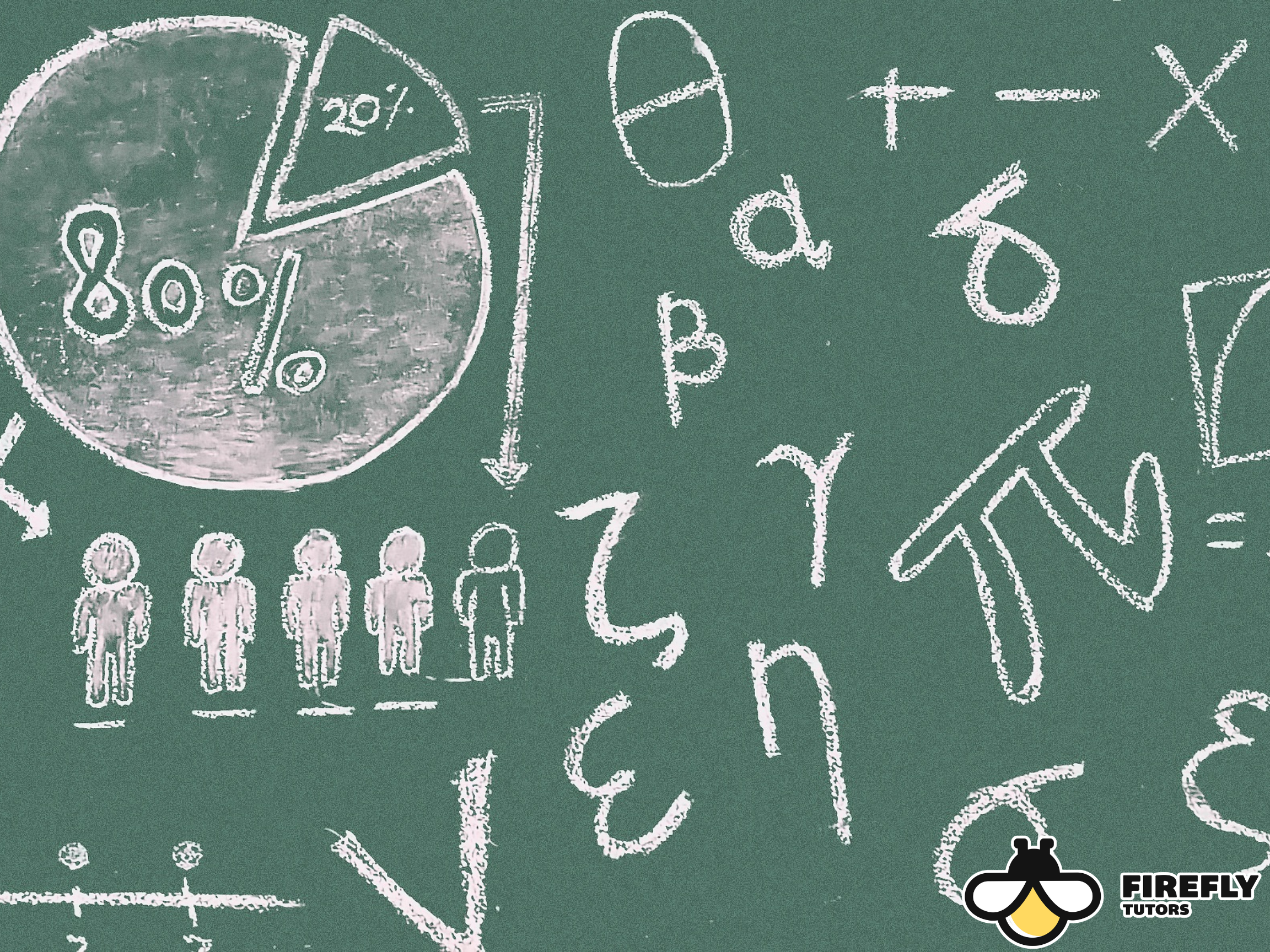 Chalkboard displaying mathematical symbols, graphs, and figures drawn in white chalk. Math tutoring for kids