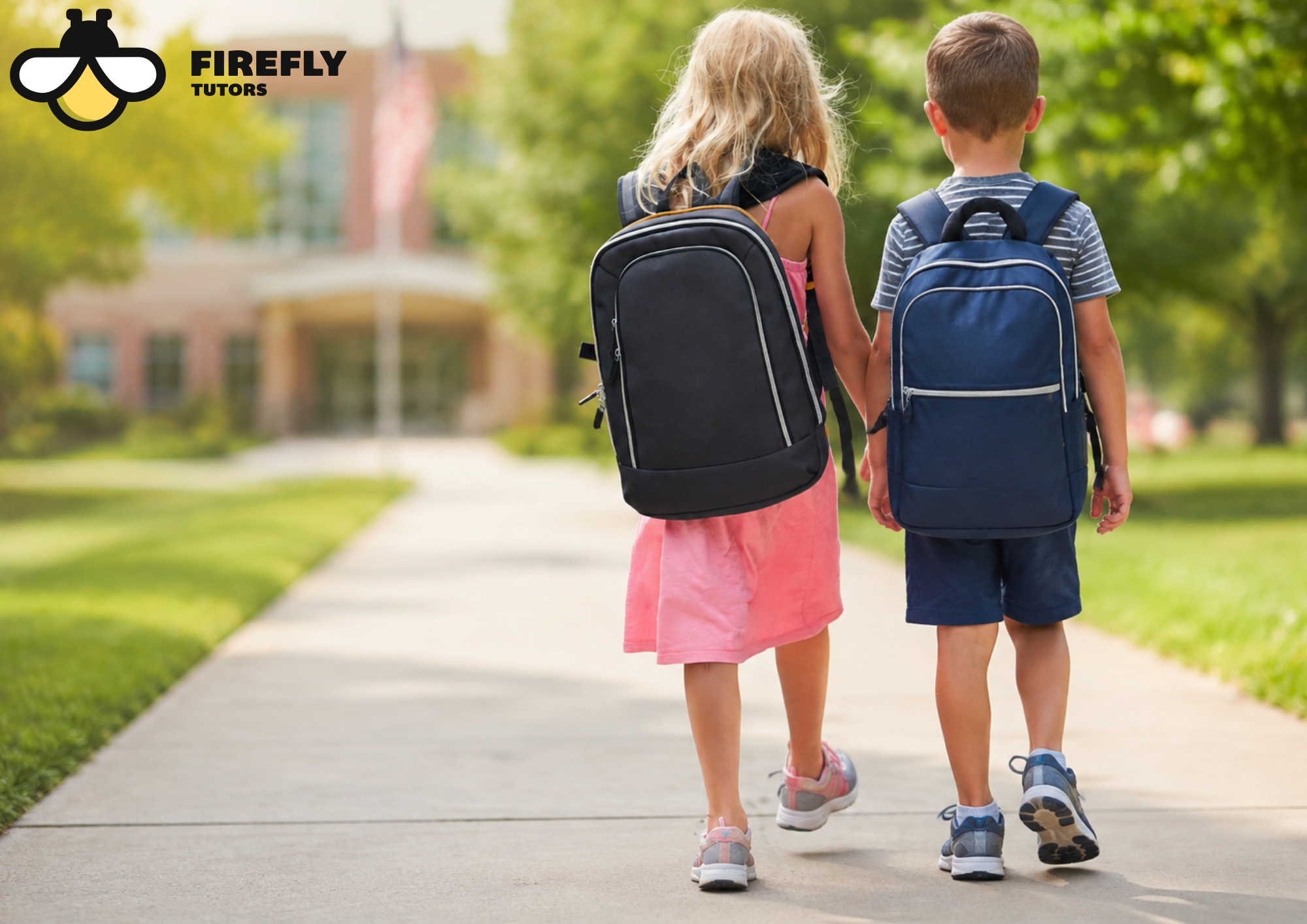 Two children walking to school with backpacks, illustrating back to school tips for parents for the 2026-27 school year